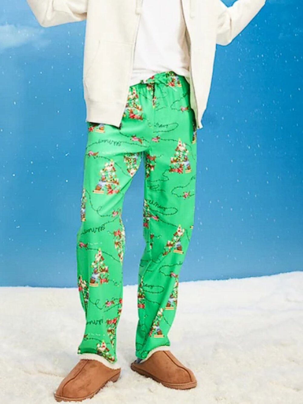 Old Navy Flannel Pajama Pants Men's Dogs Party Green Holiday Lights (☓L) NWT!